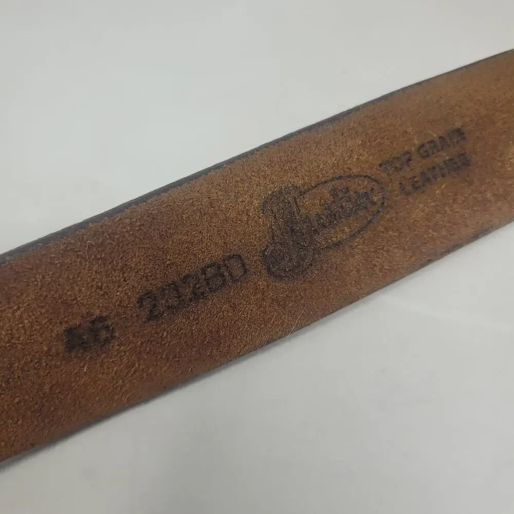 Justin Belt 46 Brown Leather Work Basic Belt Bark Antique Brass Buckle 232BD USA